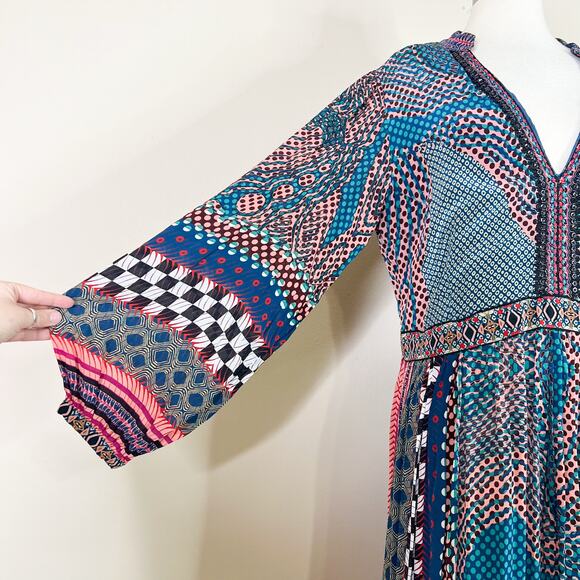 Anthropologie | Bhanuni by Jyoti Patterned Maxi Long Sleeve Slit Boho Maci Dress - Picture 5 of 16